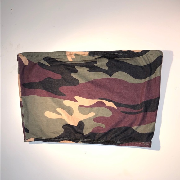 CROPPED CAMOUFLAGE TUBE TOP - Picture 1 of 1